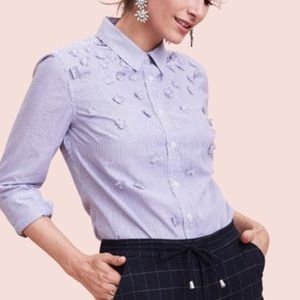 A New Day pin-stripped floral appliqué